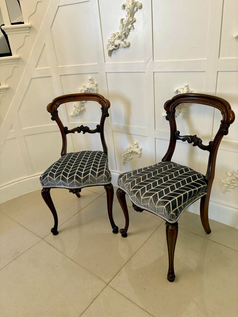 Pair of Antique Victorian Quality Carved Rosewood Side Chairs - Image 6